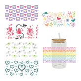 UV DTF Cup Wraps – 6 Sheets for 16oz Glass Cups, Decals & Craft Supplies (Heart)